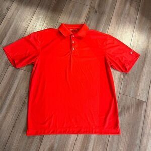 Nike Golf Red Athletic Workout Polo Men Large Dri-Fit Bin J-3‎